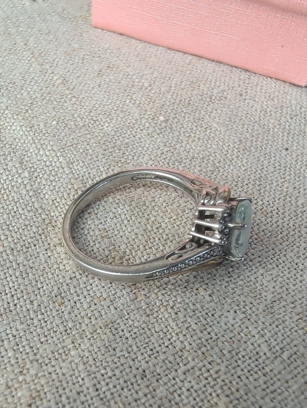 925 Sterling Silver 10K Gold Accent  Smokey Quartz Diamond Accents Ring